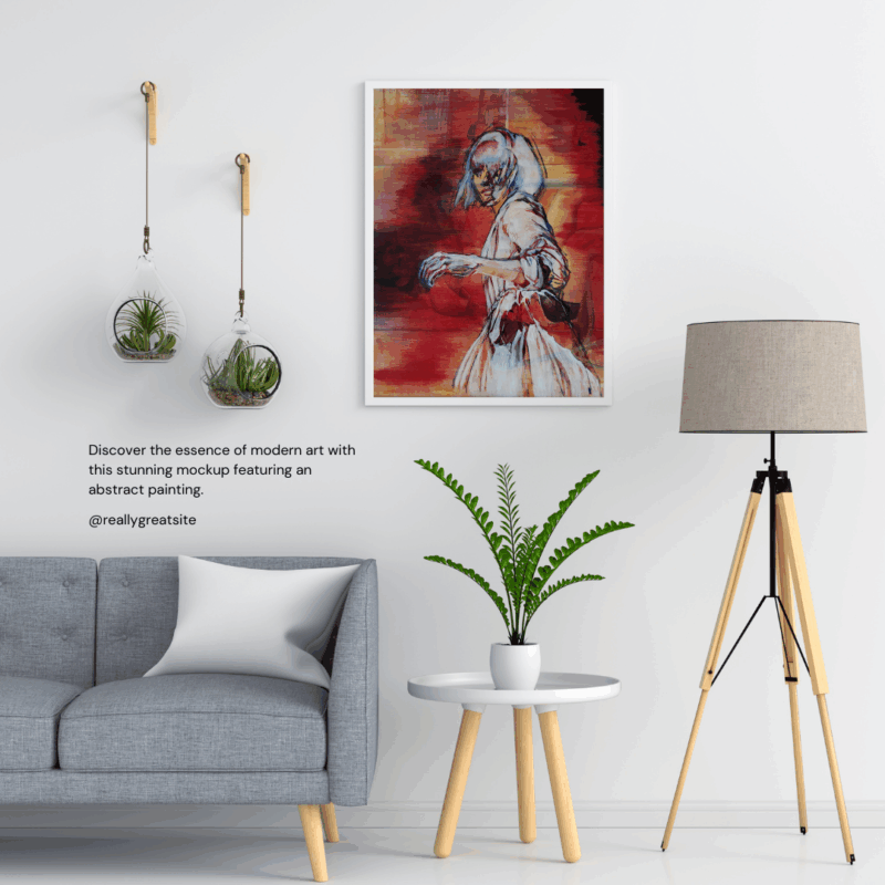 室内に飾った燃える女